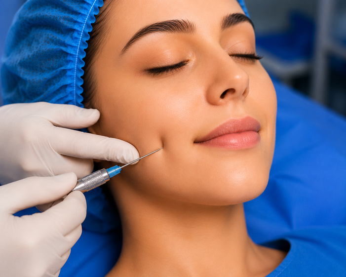 Surgeon consulting a patient about Dimple Creation